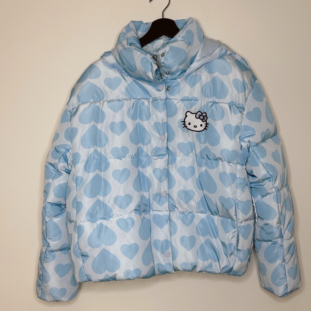 Hello Kitty set puffer jacket size M blue forever 21